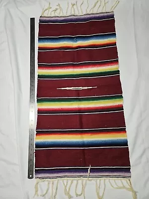 VTG Mexican Blanket Saltillo Serape Runner 19  X 38  • $20