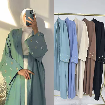Muslim Dubai Embroidery Abaya Open Cardigan Kimono Women Long Dress Kaftan Robe • $63.42