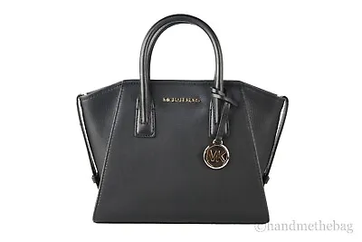 Michael Kors Avril Small Black Pebble Leather Top Zip Satchel Crossbody Bag • $108