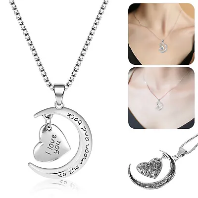 I Love You To The Moon & Back Pendant Necklace Birthday Mothers Day Fashion Gift • $6.48