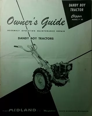 Midland Dandy Boy Garden Tractor Owner &Parts Manual Montgomery Ward Walk-Behind • $59.95
