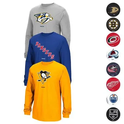 NHL Reebok  Jersey Crest  Team Primary Logo Long Sleeve T-Shirt Collection Men's • $14.99