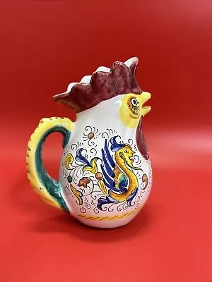 William Sonoma Hand Painted Deruta Raffalessco Rooster Pitcher Made In Italy • $24.10