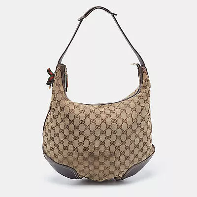 Gucci Beige/Brown GG Canvas And Leather Large Princy Hobo • $169.05