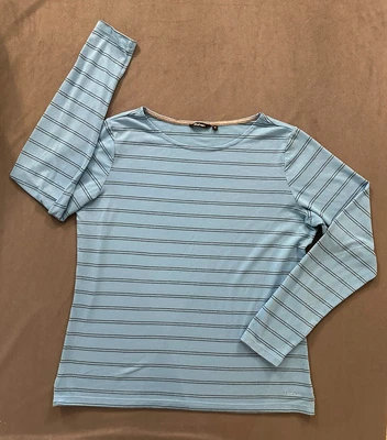 £2.50 • Buy Rohan Stria Sun Protection Blue Striped Size 16 Long Sleeve Hiking Walking Top