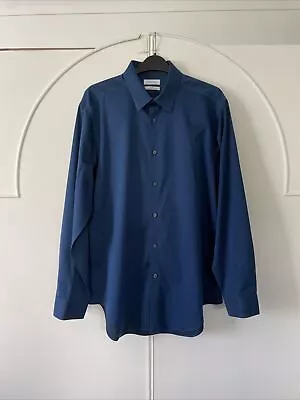 Men’s Calvin Klein Shirt Size Medium Dark Blue Long Sleeved • £7.99