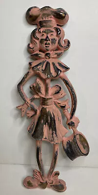 Vintage Cast Aluminum Mother Woman W Pot Kitchen Wall Hanging Pink Gold • $12.99