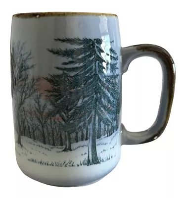 Otagiri Japan Coffee Mug Forest Pine Trees 10oz Vintage Pottery Stoneware • $22