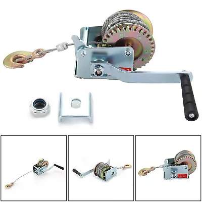 £17.99 • Buy 600LB MANUAL BOAT MARINE TRAILER HAND POWERED WINCH + 8 M WIRE CABLE + HOOK