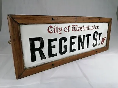 Original Vitrolite London Street Sign - Regent Street W. City Of Westminster • £3500