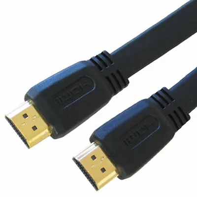 Long Flat HDMI Male To Male High Speed With Ethernet Cable HDTV LED Gold Lead 3D • £7.94