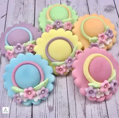 6 Edible Easter Bonnets Pastel Fondant Cake Decorations Cupcake Toppers  Flowers • £7.99