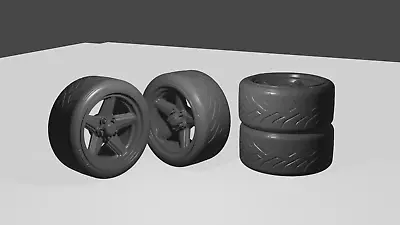 1/24 Mercedes Penta Wheels Tires & Brake Discs For Diorama Or Diecast UNPAINTED • £8