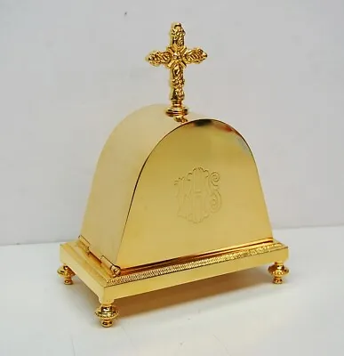 Used Gold Plated Monstrance Luna Holder Tabernacle Eucharist Custodial (q204ga)  • $225