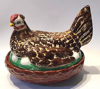 Vintage Egersund Egarsund Norway 6 1/2  Tall X Hen On Nest Candy Dish • £62.67