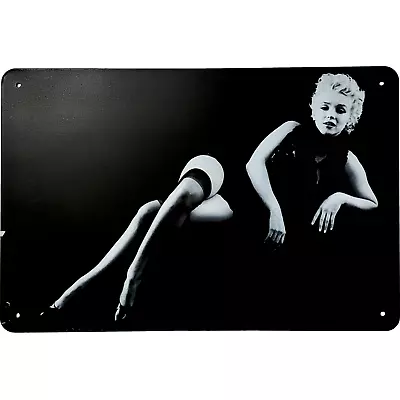Marilyn Monroe Pinup Metal Sign 12  X 8  The Black Sessions Shoot Sexy Image • $13.50