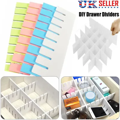 £3.98 • Buy 24X Adjustable Drawer Dividers Organiser Socks Make Up Plastic Closet Separators