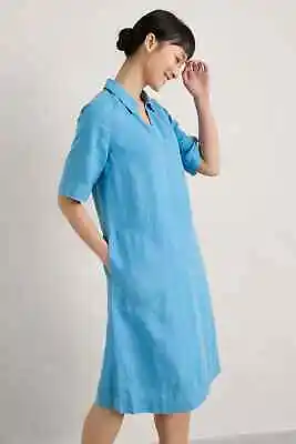 Seasalt Women's Dress - Blue Net Float Linen Dress - Regular - Sea Blue • £45