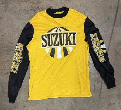 Suzuki VINTAGE Mesh Gold & Black Motocross Jersey Dirt Bike Made USA XL Moto MX • $299.99