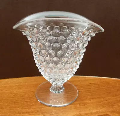 Vintage Clear Hobnail Fan Shaped  Vase 4 In. Tall • $7.99