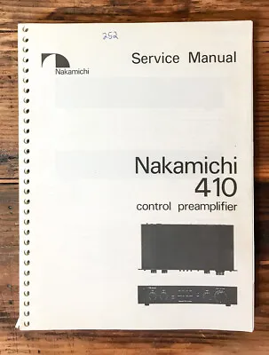 Nakamichi Model 410 Control Preamplifier Service Manual *Original* • $39.97