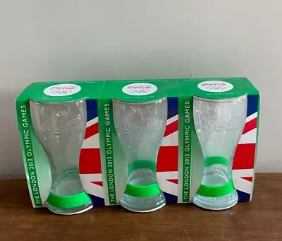 McDonalds Set Of 3 London 2012 Olympics Glasses - Green Wristband - New • £14