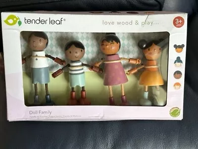 Tender Leaf Toys Multicultural Wooden Dolls Family Flexible Arms Legs Dark Skin • $42.99