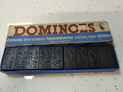 £9.99 • Buy Vintage Domino's Set With Horses Design Black By Goatoy Regd Made In England 