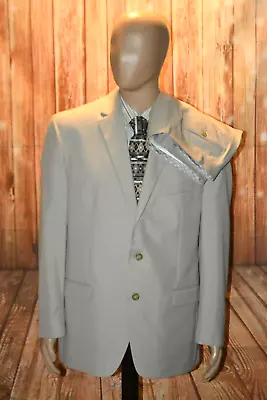 Chaps Men Cream Ivory Polyester Total Comfort 2 Button Suit Sz 46R Wst 38x32 • $85