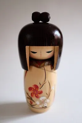 Vintage Japanese Wooden Kokeshi Doll Cherry Blossom 'Patience' • £7.50