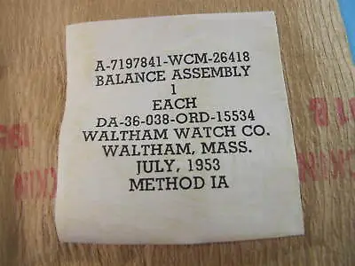 Waltham Ord Military Balance Assembly Complete Old Stock 1953 • $17.99
