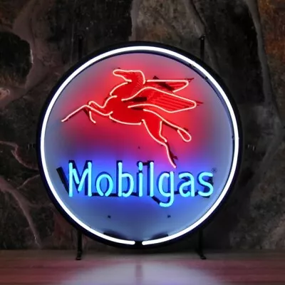 MobilGas Flying Pegasus Gas 24 X24  Neon Light Sign Lamp HD Vivid With Dimmer • $399.99