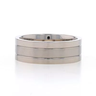 Titanium Brushed Stripe Men's Wedding Band - Comfort Fit Ring Size 15 • $29.99