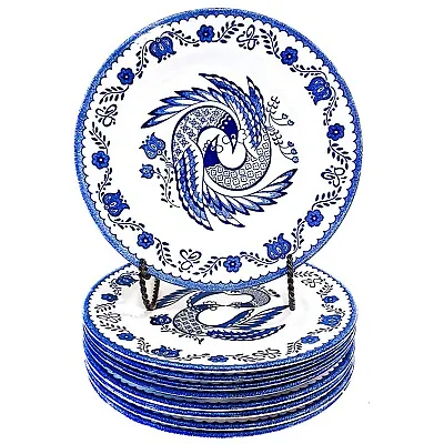 9 Pcs Vintage Mount Clemens Pottery Blue Lovebirds 1 Chop Plate 8 Dinner Plates • $69.95