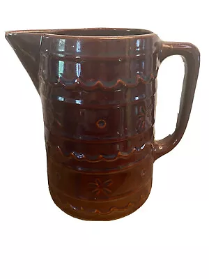 Antique Marcrest Brown Stonewear Pottery Daisy Dot Pitcher Vase AS IS • $9.99