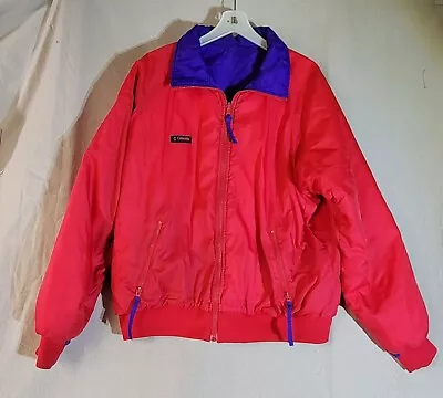 Columbia Jacket Mens XL Red Purple Reversible Outdoors Zip Parka Coat 90s • $32.95