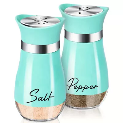 2pcs New Lovely Salt And Pepper Shakers Pots Dispensers Cruet Jars Set Blue • £9.99