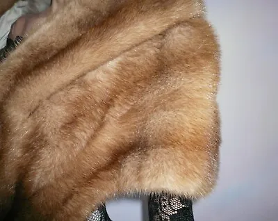 Vintage Real Mink Fur Stole Wrap Coat Jacket Sable Hue Vison Norka Nerz 8 - 16 • £89.99