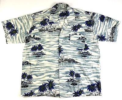Vintage Hoffman International Fabrics Mens L Hawaiian Shirt Los Angeles Islands • $67.43