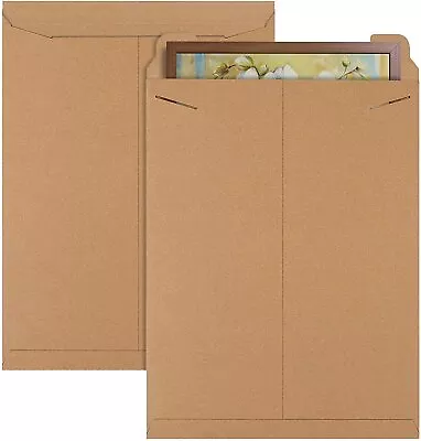 5-10 Kraft Rigid Paperboard Tab-Lock Photo Mailer Stay Flat Large Size • $33.17