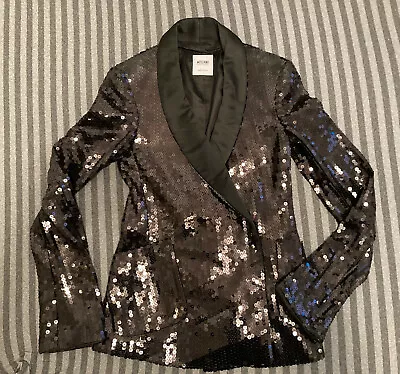 Moschino Women's Black Sequin Belted Tuxedo Jacket Size 6 • $670