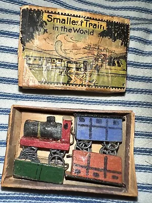 Old Rare Wooden Miniature Penny Toy Match Box Smallest Train In The World Set • $128