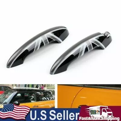 Black Union Jack UK Flag Door Handle Cover For Mini Cooper R50 R52 R53 R55 R56 • $25.45