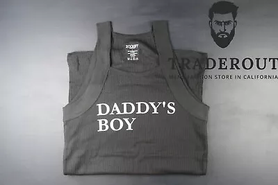 H.E.Arts DADDY'S BOY Custom Print Mens BLACK Square Cut Cotton Rib Tank Top • $27