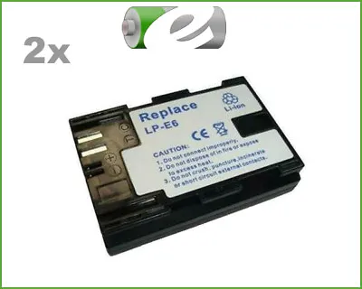 2x 2Ah Battery For Canon LPE6 LPE-6 LP-E6 For Battery Handle BG-E7 BG-E9 BG-E13 • £26.59