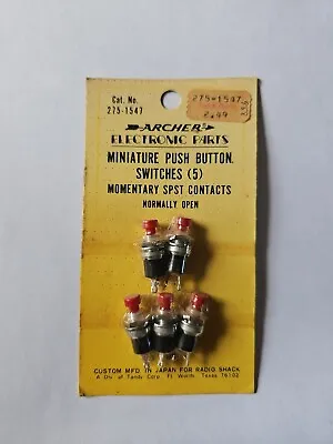 Archer Electronic Part 275-1547 Mini MOMENTARY Push Button Switches (5 Pc) SPST  • $10