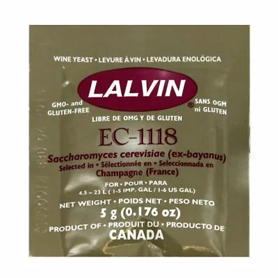 £3.06 • Buy LALVIN CHAMPAGNE/SPARKLING WINE YEAST 5g SACHET GMO & GLUTEN FREE  (EC-1118)