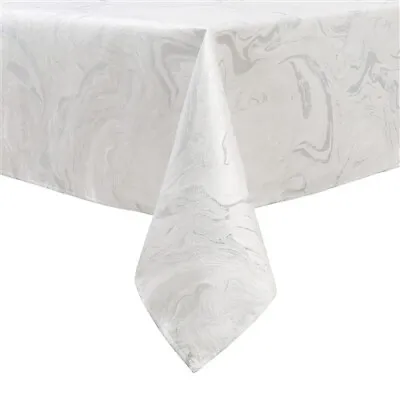 Polyester Jacquard Rectangle White/Silver Tablecloth 70  X 180  Majestic • $119
