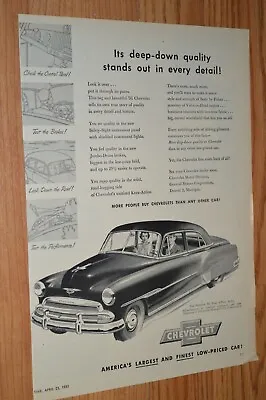 $9.99 • Buy ★★1951 Chevy Styleline De Luxe Original Vintage Advertisement Print Ad-51 Deluxe