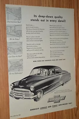 ★★1951 Chevy Styleline De Luxe Original Vintage Advertisement Print Ad-51 Deluxe • $9.99